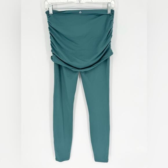 PrAna Remy Ruched Fold Over Skirt Leggings In Deep Balsam S Outdoor Athleisure - Picture 9 of 13